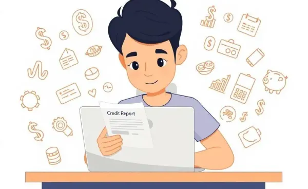 A person checking their credit score on a laptop