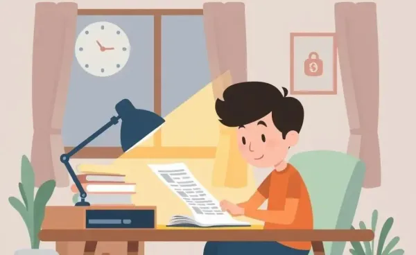 A person reviewing their credit report in a cozy setting
