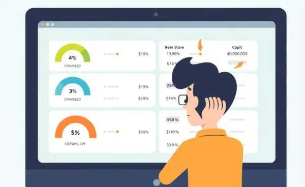 Person examining different credit scores on a screen, appearing puzzled.