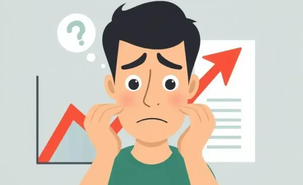 Person looking at a credit score chart showing a drop