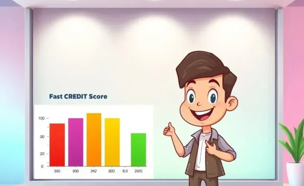 Character explaining a credit score chart