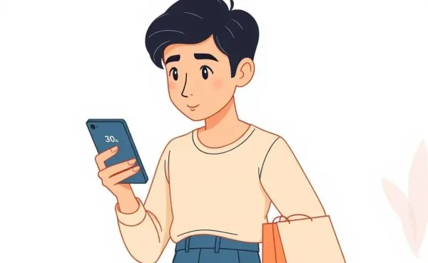 Person examining credit score after shopping
