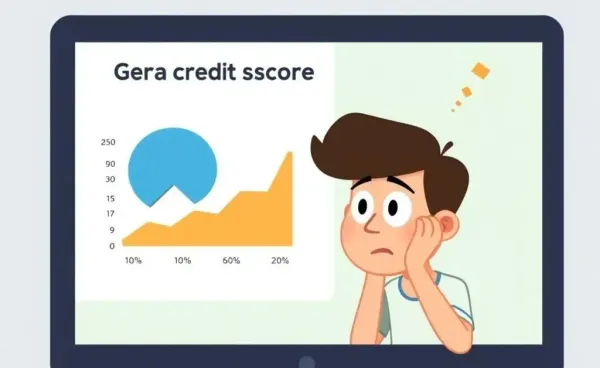 Person puzzled by dropping credit score on computer screen
