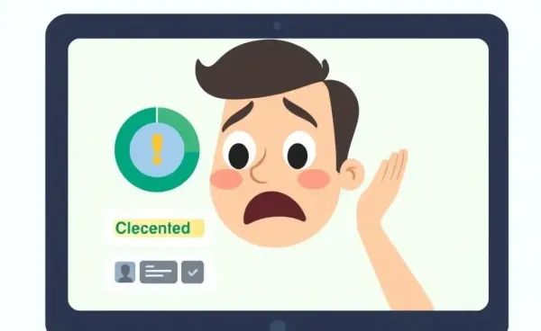 A person surprised at a low credit score on a computer