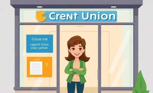 A woman confidently entering a local credit union