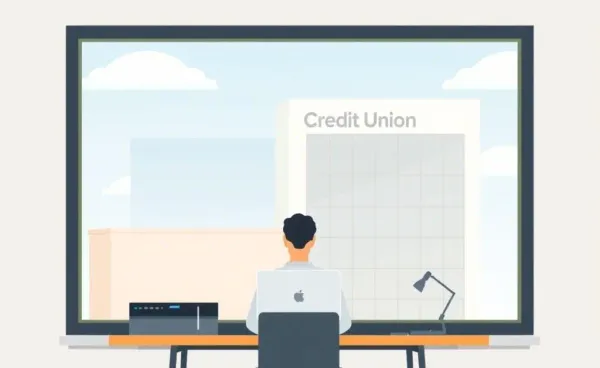 Person checking direct deposit issues with a credit union in the background