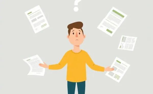 Illustration of a person confused about insurance decisions