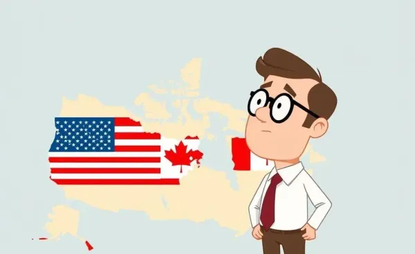 Investor examining a map of American and Canadian ETF options