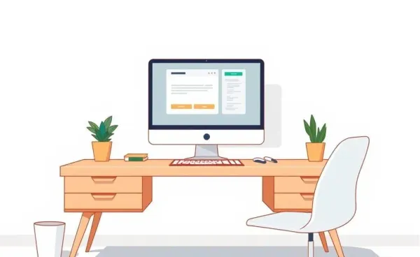 Illustration of a crowdfunding platform interface on a computer at a desk