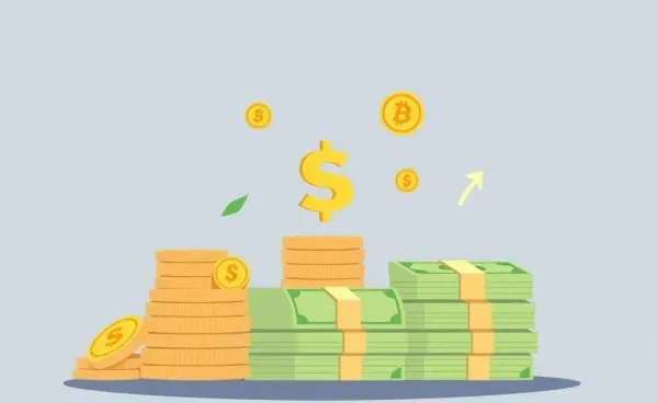 Cartoon showing digital assets converting to cash