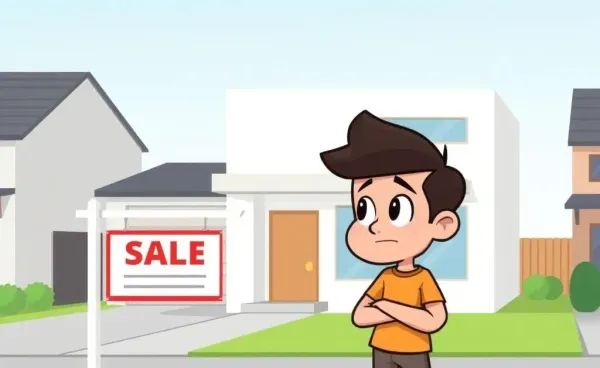 Illustration of a curious person looking at an empty house