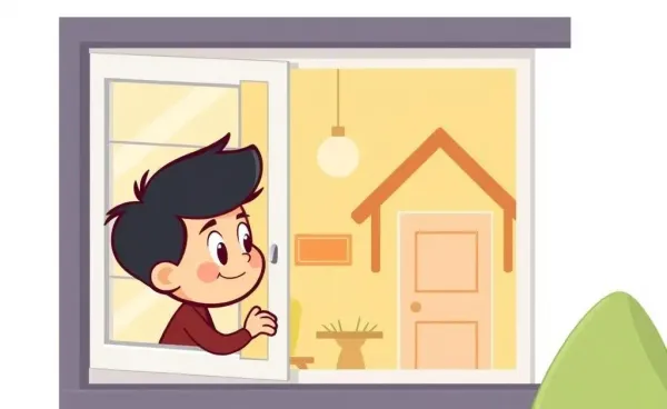 Illustration of a homeowner looking at the house next door