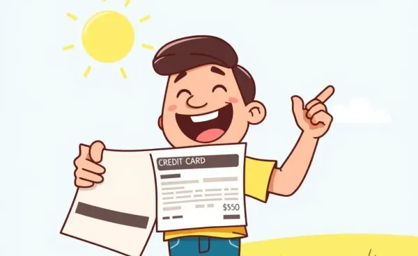 Illustration of a person celebrating tearing up a credit card statement