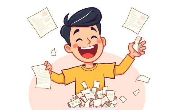 A happy person shredding credit card statements