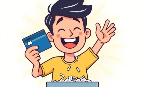 Illustration of a person shredding a credit card, symbolizing freedom from debt