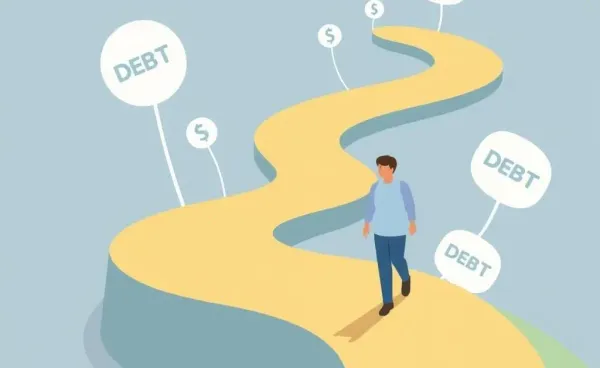 Person confidently navigating a path with financial symbols