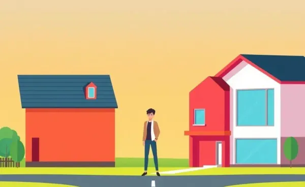 A person contemplating choices between two houses