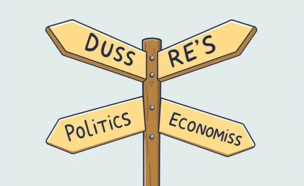 A crossroads sign with options for different degrees