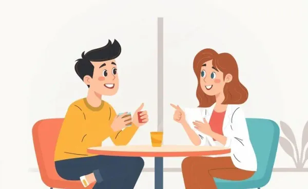 Two friends discussing health insurance options over coffee