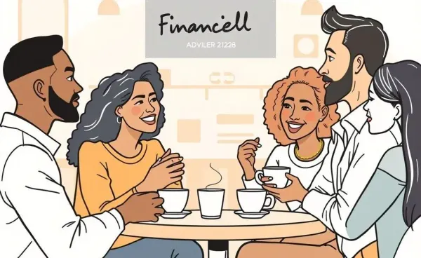 A friendly financial discussion over coffee