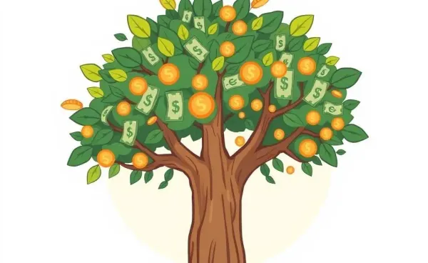 Illustration of a tree symbolizing financial growth through dividends.