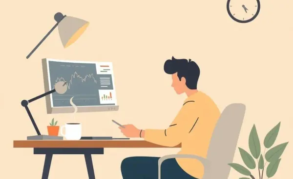 Person analyzing dividend stocks over coffee