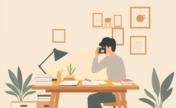 Person organizing documents in a home setting