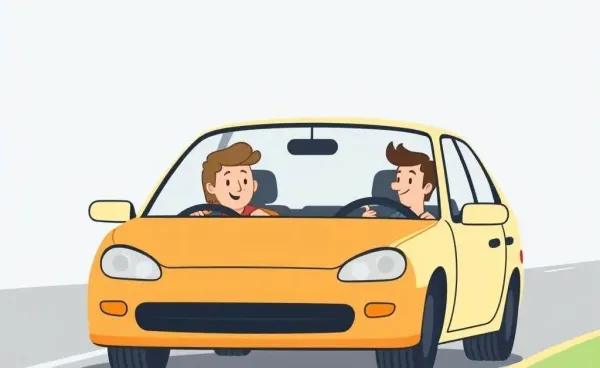Two drivers discussing after a minor car accident