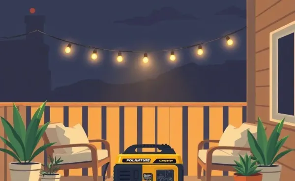 Dual fuel generator on a patio during a power outage