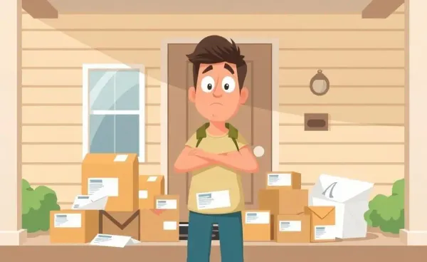 A homeowner surprised by mail and packages delivered for new buyers.