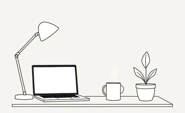 A minimalist desk setup symbolizing productivity and balance.