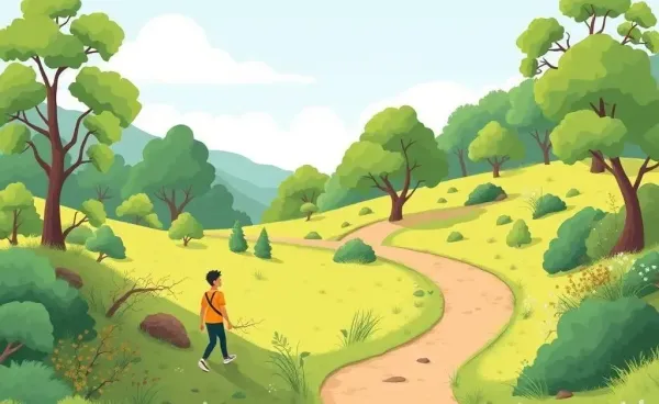 Illustration of a person embracing change on a winding path