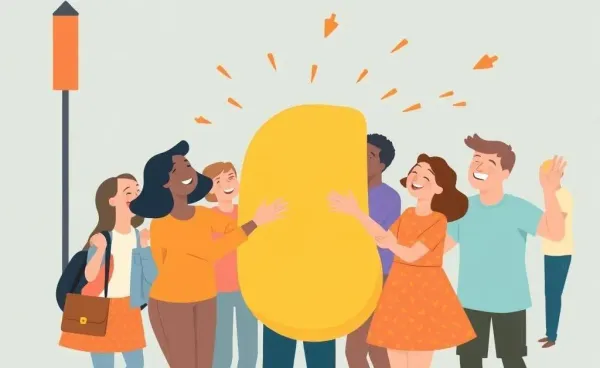 Illustration of people finding joy in a chaotic, everyday situation