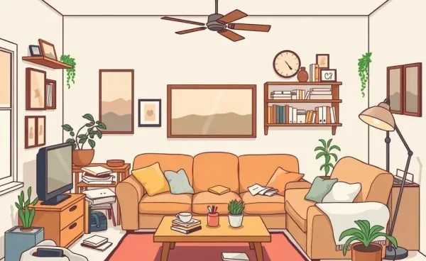 Cozy messy living room showing the beauty in chaos