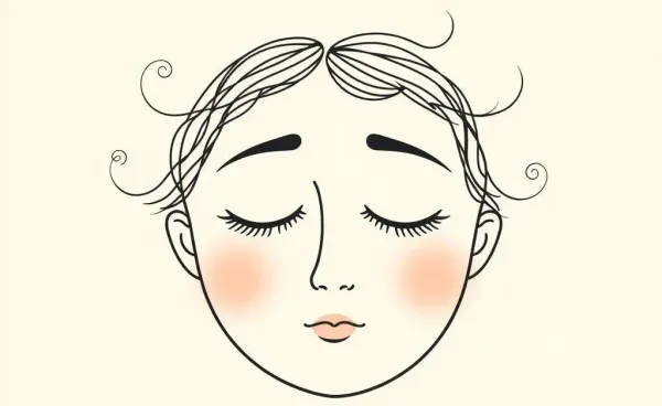 A serene face amidst swirling thoughts indicating calmness in uncertainty.