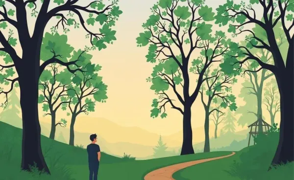 A person standing at a fork in a trail, symbolizing life's uncertainties.