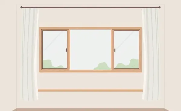 Illustration of an empty living room with a window view