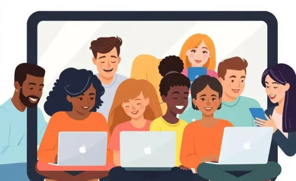 Diverse group of people interacting on a digital platform