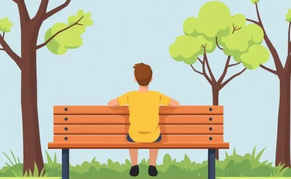 Person enjoying nature on a park bench