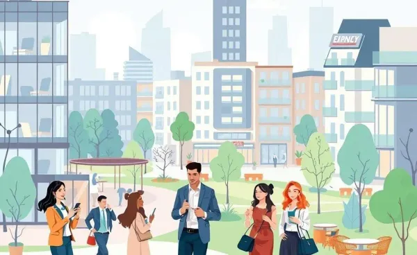 A cartoon depiction of individuals navigating the European job market.