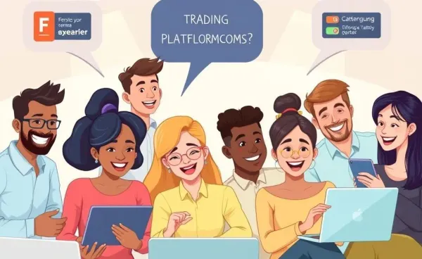 A diverse group of people discussing trading platforms