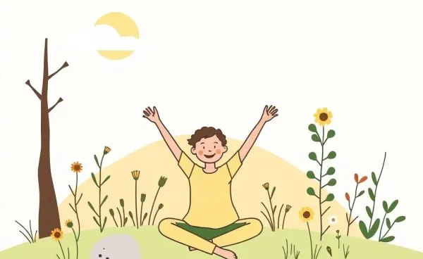 Illustration of a person engaging in joyful activities outdoors