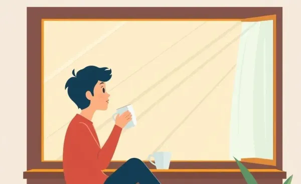 A person enjoying a peaceful morning coffee by the sunshine