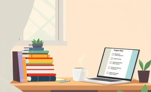 A cozy study desk with exam preparation materials.