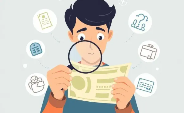 Illustration of a person examining a bill