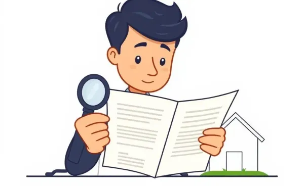 Person examining a ground rent contract with a magnifying glass