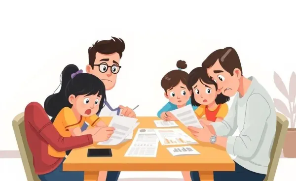 A family engaged in budget planning.