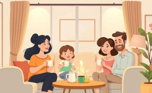 A family discussing finances in a cozy living room