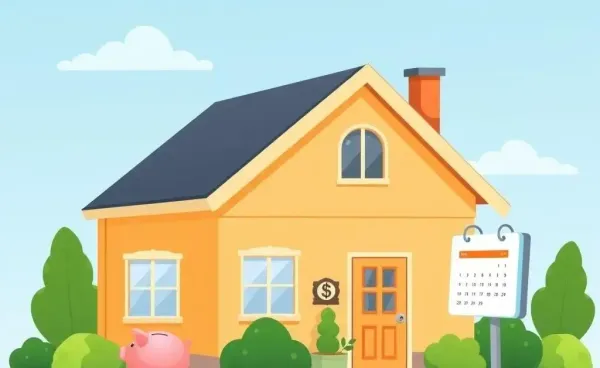 An illustration of a family home with symbols of financial planning.
