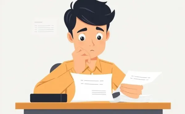 Person reviewing business documents at a desk